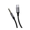 AUX аудиокабель Type-C -  Jack3.5мм,  1.2м, нейлон, черный, Deppa 72403